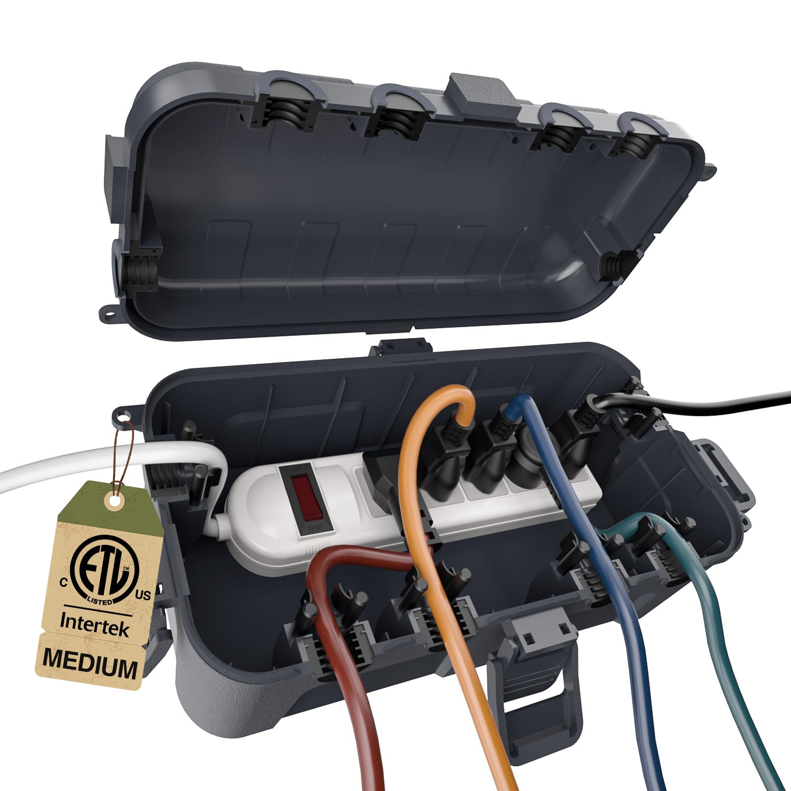 Outdoor Use Power Strip - กล่องครอบสายไฟต่อพ่วงกันน้ำสำหรับใช้งานกลางแจ้ง กล่องไฟฟ้าสำหรับตั้งเวลาในสวน ป้องกันสายไฟและปลั๊ก ใช้ในสวน