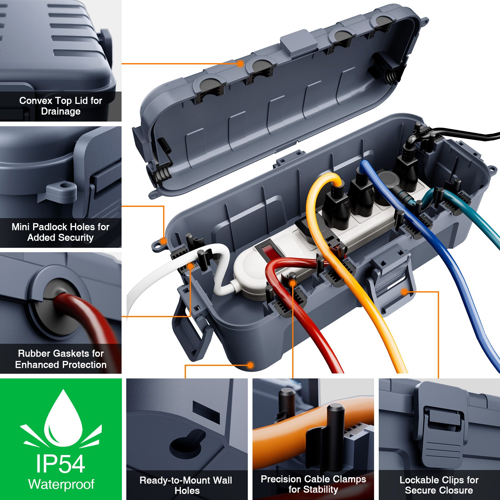 กล่องครอบสายไฟต่อพ่วงกันน้ำสำห - Outdoor Use Power Strip บทวิจารณ์และราคา
