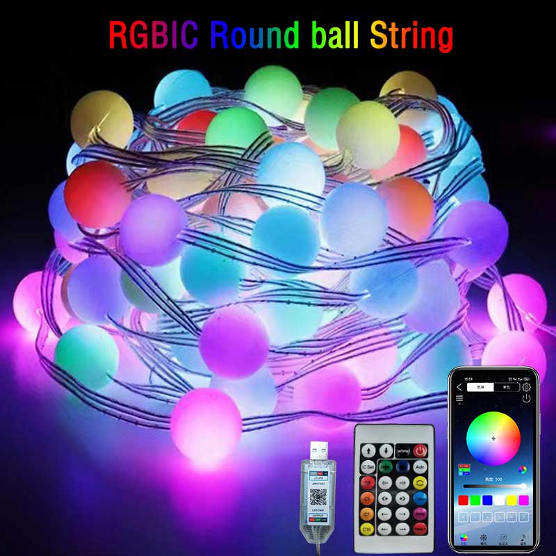 RGBIC Round ball 5V USB Blueto - Outdoor Power Strip Weatherproof บทวิจารณ์และราคา
